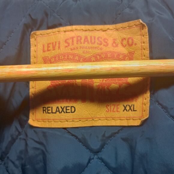 Levi Strauss Denim Hoodie Jacket Men’s Relaxed Quilted Lining Workwear - Picture 5 of 8